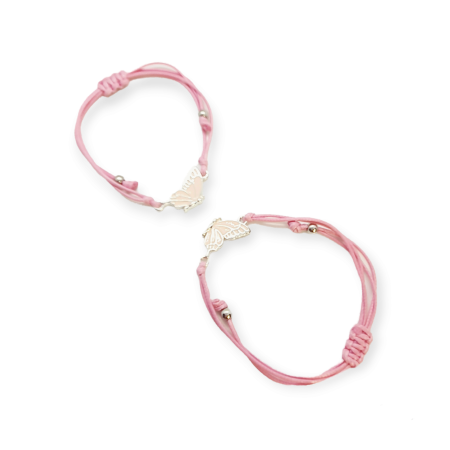 bracelet pink cord butterflies2